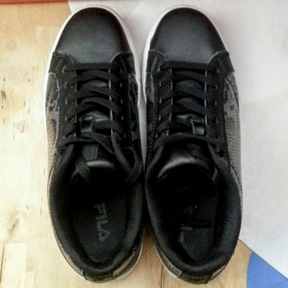 FILA Amalfi black silver snake mesh athletic shoes sz 7.5 - Picture 5 of 7